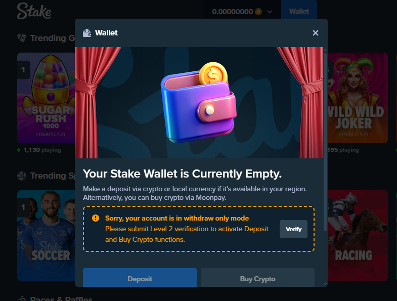 Make deposit at your Stake